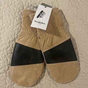 NWT Men's Mixed Leather Dress Pig Suede Mittens - Goodfellow & Co Tan S/M